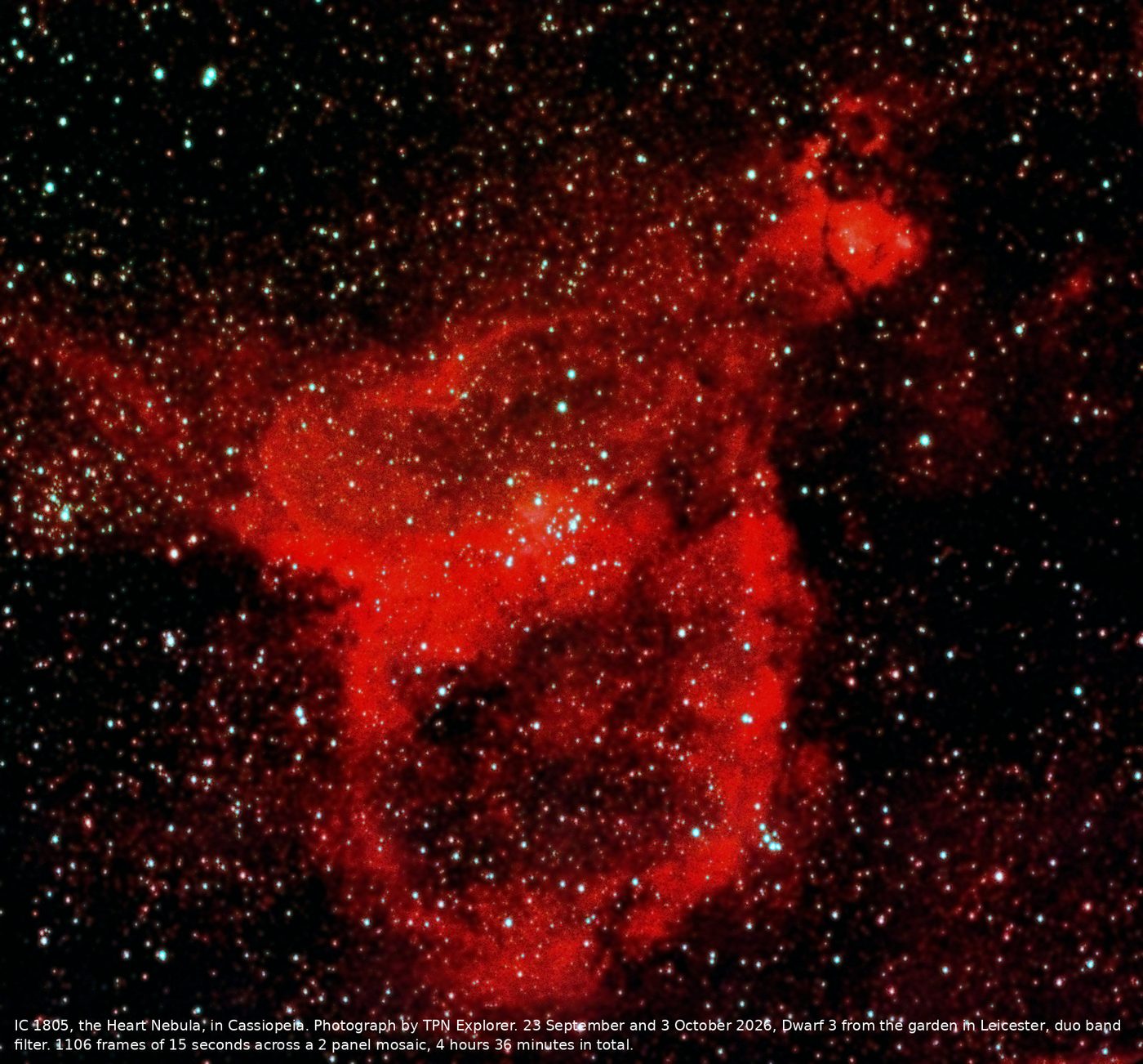 IC 1805, the Heart Nebula, taken with a Dwarf 3